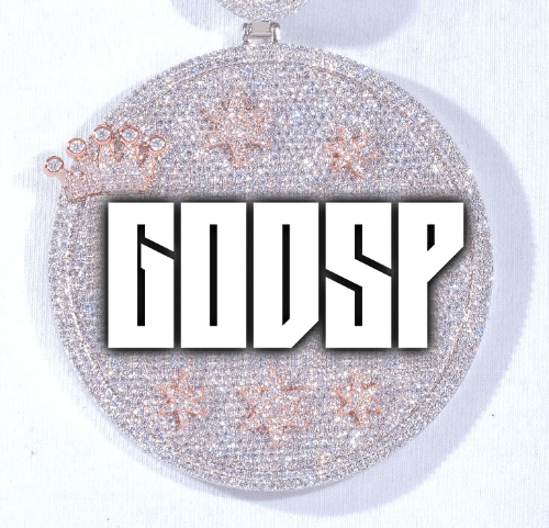 CUSTOM LETTER NECKLACE 3D BIG CROWN DISC