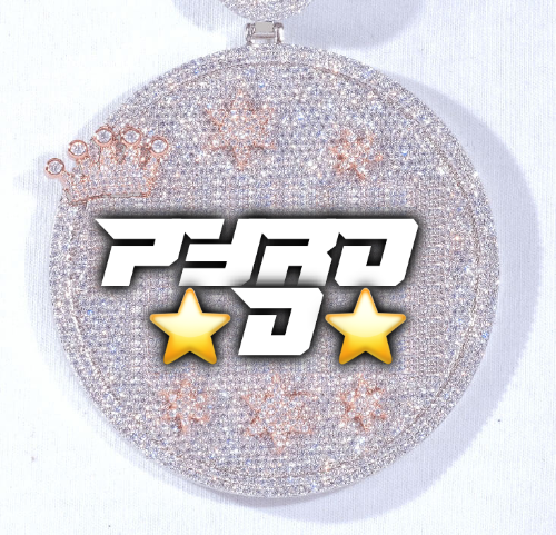 CUSTOM LETTER NECKLACE 3D BIG CROWN DISC