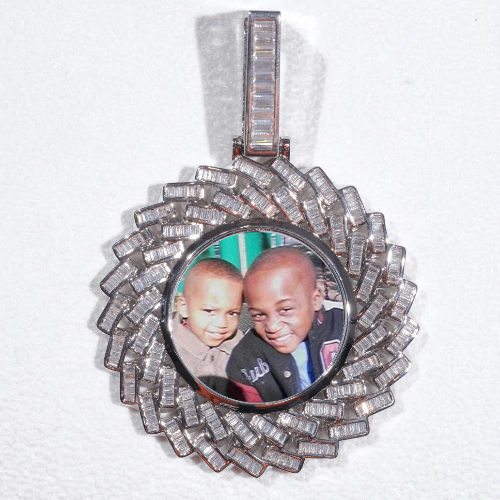 Large 3D Baguette Custom Picture Pendant