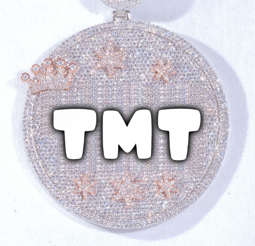 CUSTOM LETTER NECKLACE 3D BIG CROWN DISC