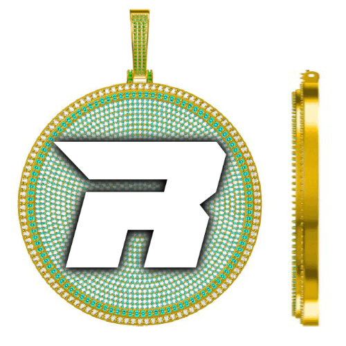 CUSTOM LETTER NECKLACE 3D BIG DISC