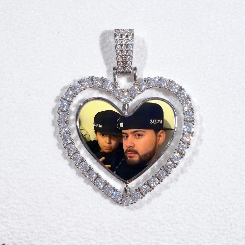 3D Spinning 2-Faced Heart Custom Picture Pendant