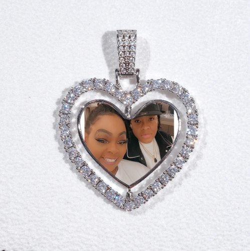 3D Spinning 2-Faced Heart Custom Picture Pendant
