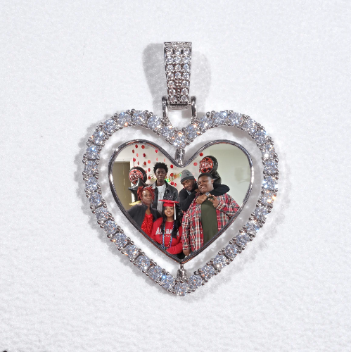 3D Spinning 2-Faced Heart Custom Picture Pendant
