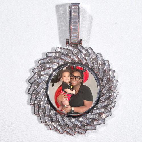 Large 3D Baguette Custom Picture Pendant