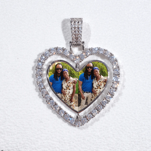 3D Spinning 2-Faced Heart Custom Picture Pendant