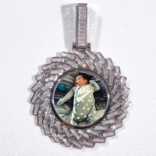 Large 3D Baguette Custom Picture Pendant