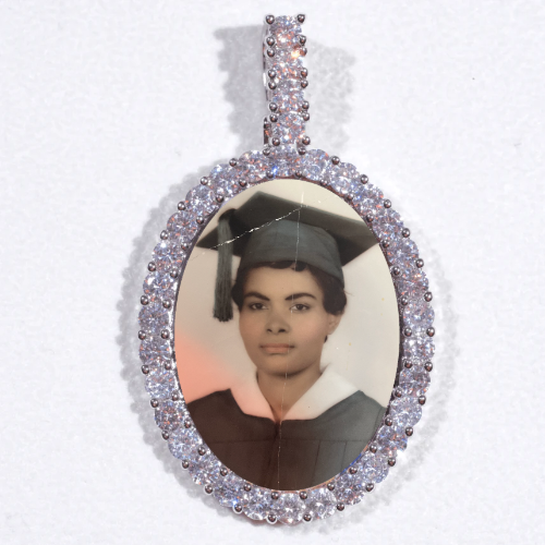 Large 3D Oval Custom Picture Pendant