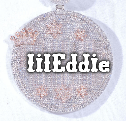 CUSTOM LETTER NECKLACE 3D BIG CROWN DISC