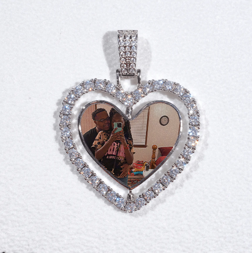 3D Spinning 2-Faced Heart Custom Picture Pendant