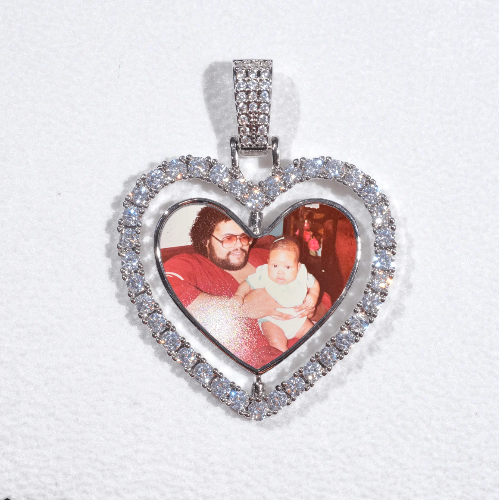 3D Spinning 2-Faced Heart Custom Picture Pendant