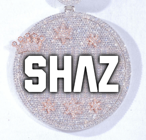 CUSTOM LETTER NECKLACE 3D BIG CROWN DISC