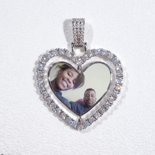 3D Spinning 2-Faced Heart Custom Picture Pendant