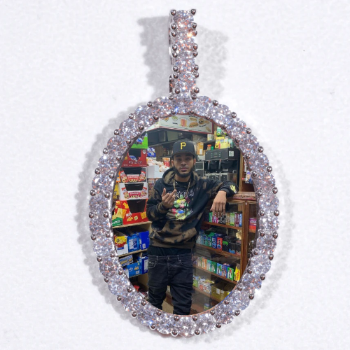 Large 3D Oval Custom Picture Pendant