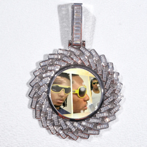 Large 3D Baguette Custom Picture Pendant