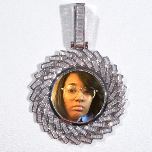 Large 3D Baguette Custom Picture Pendant