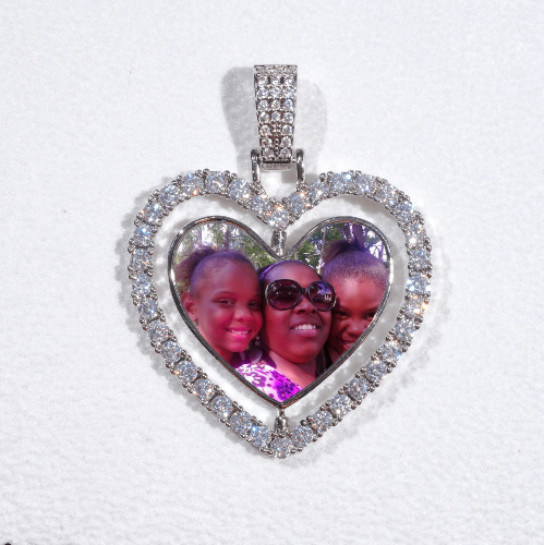 3D Spinning 2-Faced Heart Custom Picture Pendant