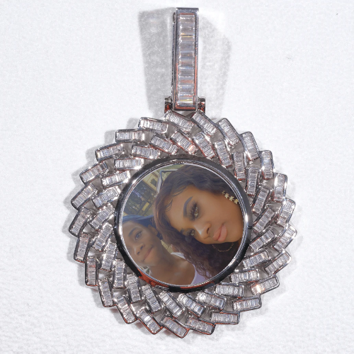 Large 3D Baguette Custom Picture Pendant