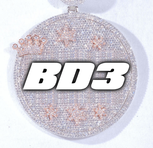 CUSTOM LETTER NECKLACE 3D BIG CROWN DISC