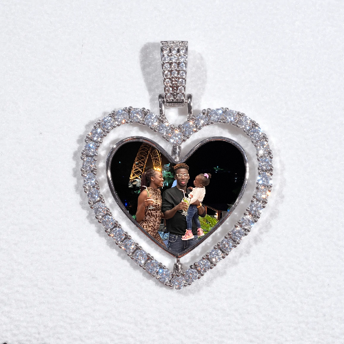 3D Spinning 2-Faced Heart Custom Picture Pendant