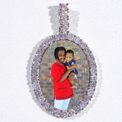 Large 3D Oval Custom Picture Pendant