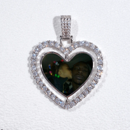 3D Spinning 2-Faced Heart Custom Picture Pendant