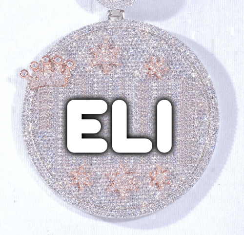 CUSTOM LETTER NECKLACE 3D BIG CROWN DISC