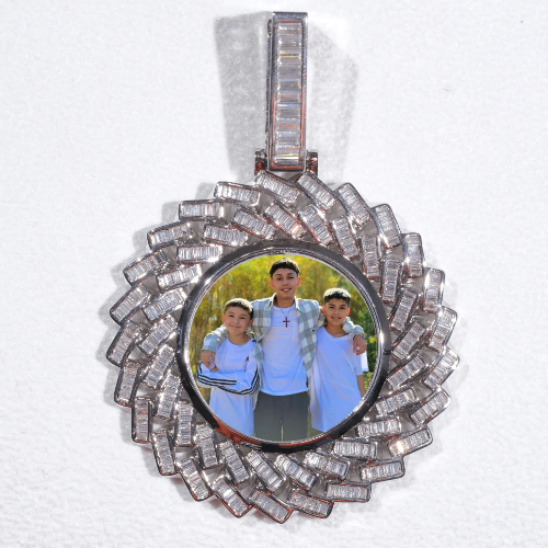 Large 3D Baguette Custom Picture Pendant