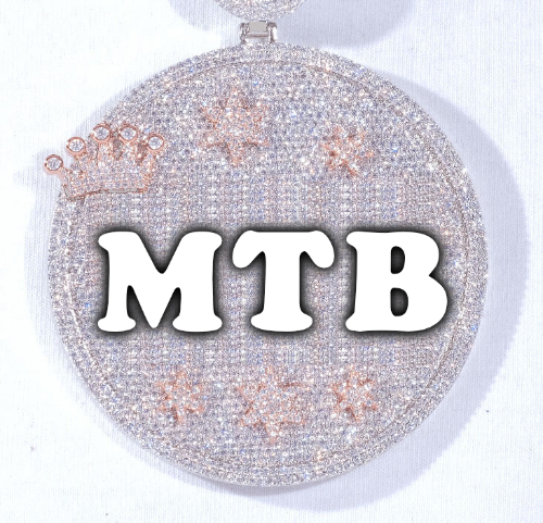 CUSTOM LETTER NECKLACE 3D BIG CROWN DISC