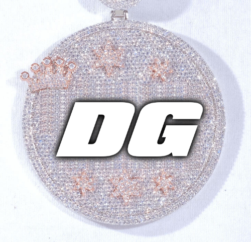 CUSTOM LETTER NECKLACE 3D BIG CROWN DISC