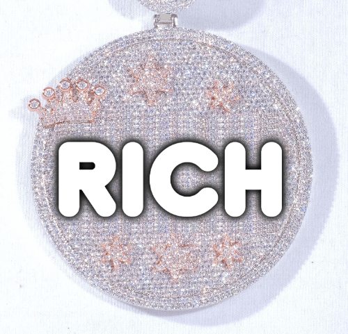 CUSTOM LETTER NECKLACE 3D BIG CROWN DISC