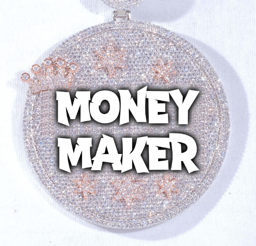 CUSTOM LETTER NECKLACE 3D BIG CROWN DISC