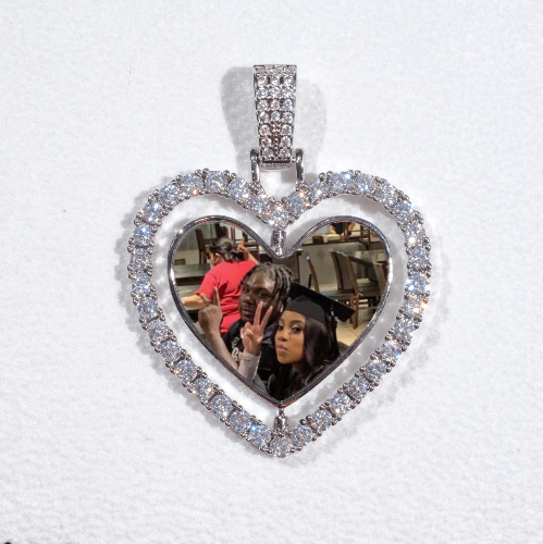 3D Spinning 2-Faced Heart Custom Picture Pendant