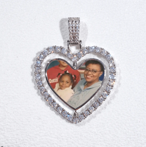 3D Spinning 2-Faced Heart Custom Picture Pendant