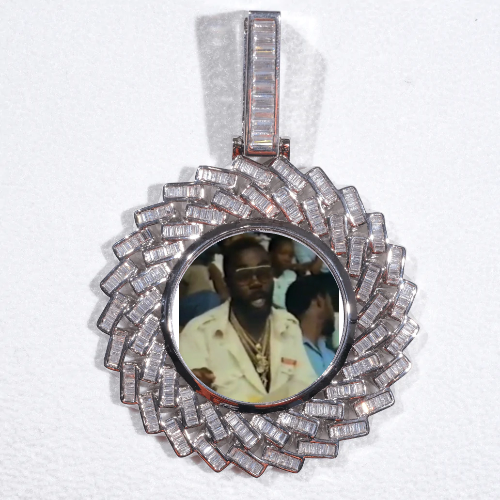 Large 3D Baguette Custom Picture Pendant