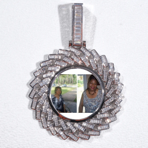 Large 3D Baguette Custom Picture Pendant