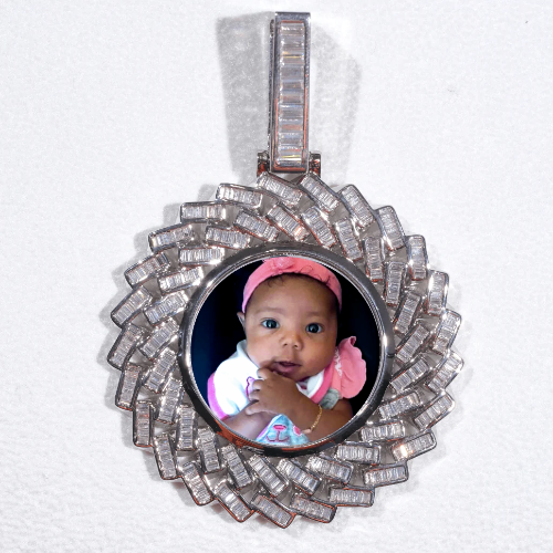 Large 3D Baguette Custom Picture Pendant