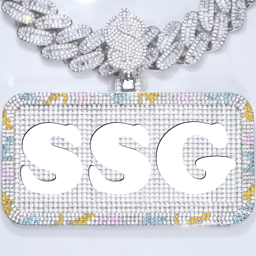 CUSTOM LETTER NECKLACE 3D COLORFUL SQUARE