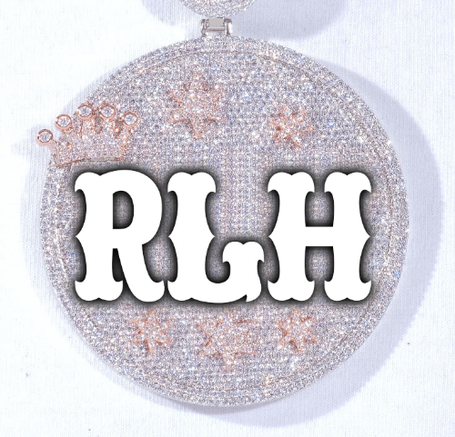 CUSTOM LETTER NECKLACE 3D BIG CROWN DISC