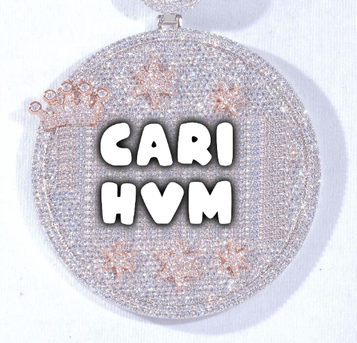 CUSTOM LETTER NECKLACE 3D BIG CROWN DISC