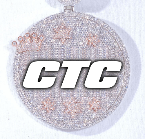 CUSTOM LETTER NECKLACE 3D BIG CROWN DISC