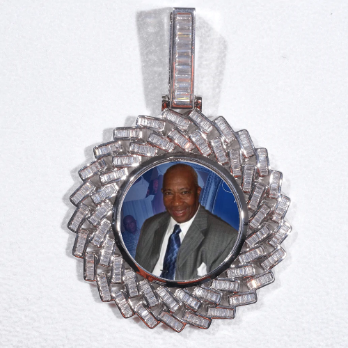Large 3D Baguette Custom Picture Pendant