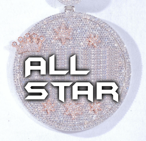 CUSTOM LETTER NECKLACE 3D BIG CROWN DISC