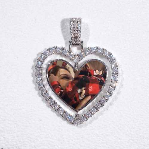 3D Spinning 2-Faced Heart Custom Picture Pendant
