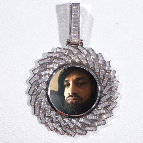 Large 3D Baguette Custom Picture Pendant