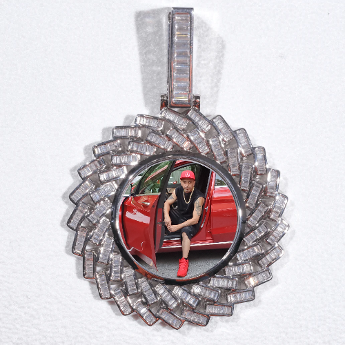 Large 3D Baguette Custom Picture Pendant