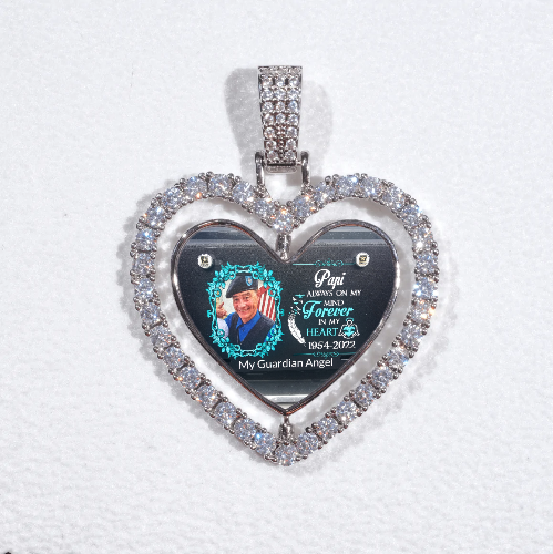 3D Spinning 2-Faced Heart Custom Picture Pendant