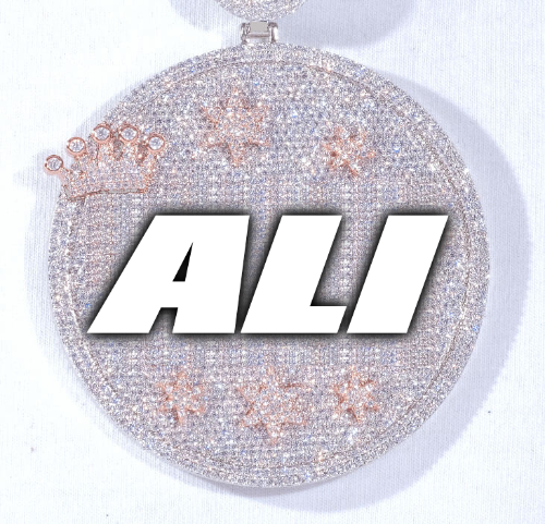 CUSTOM LETTER NECKLACE 3D BIG CROWN DISC