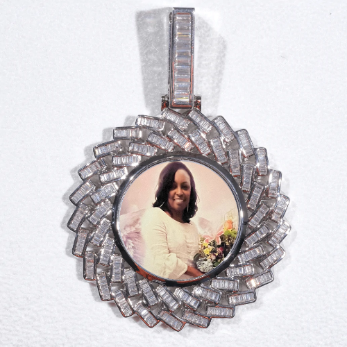 Large 3D Baguette Custom Picture Pendant