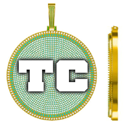 CUSTOM LETTER NECKLACE 3D BIG DISC